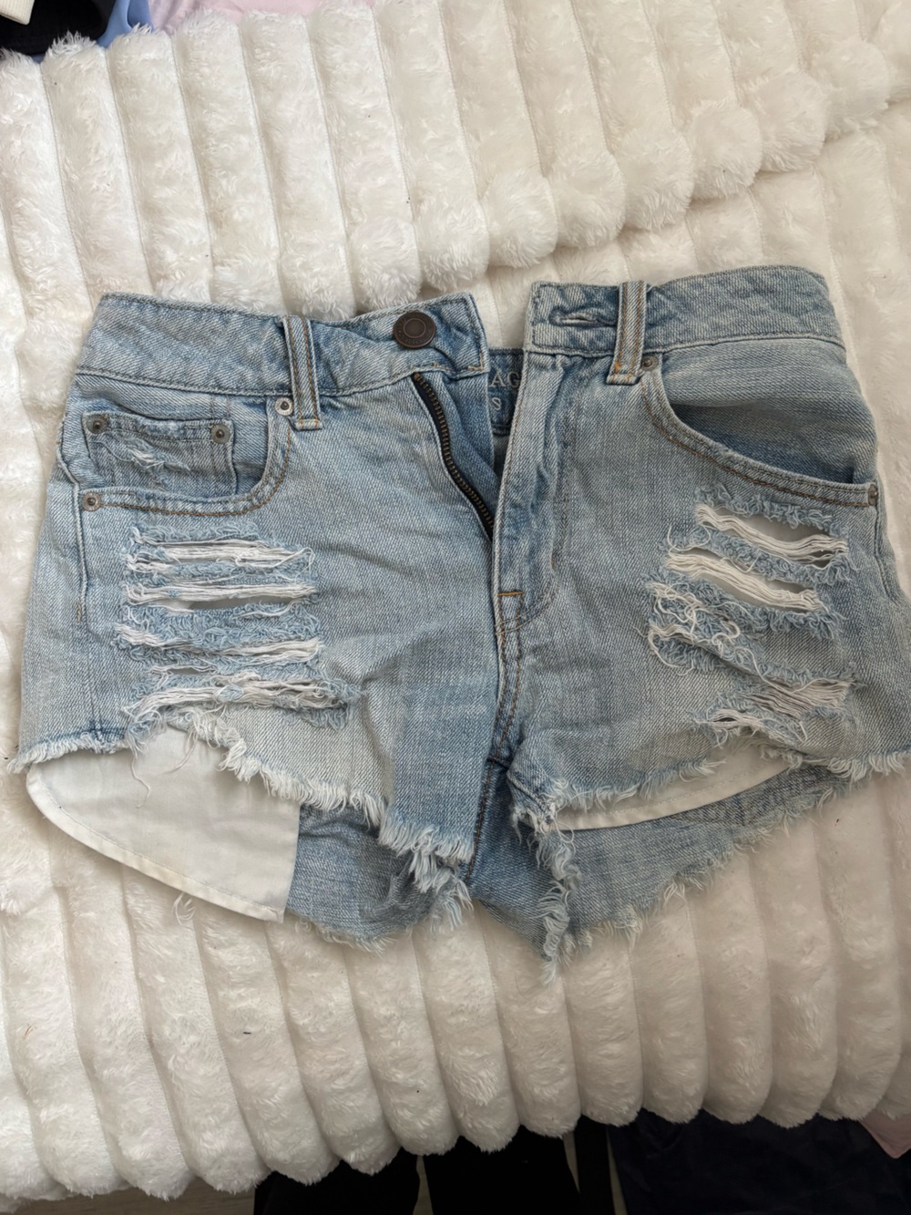 American Eagle Outfitters Light Blue Distressed Jean Cutoff Shorts